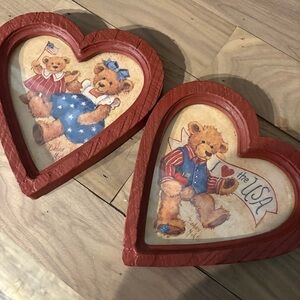 Home Interiors Red Heart-Shaped Teddy Bear Wall Decor